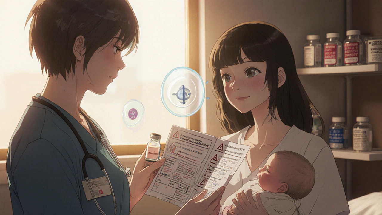 Mother and infant in hospital as doctor offers safer anesthetic alternative